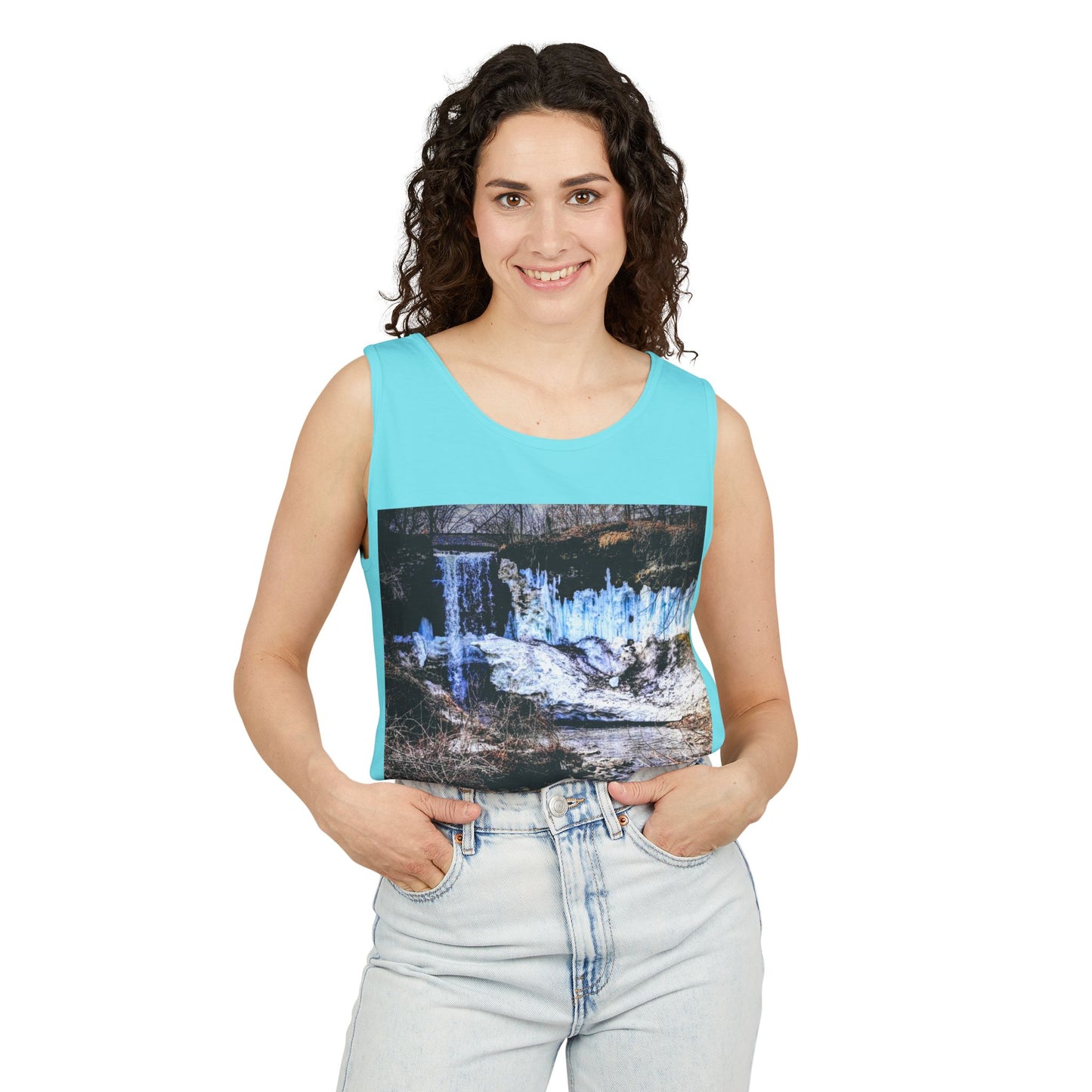 Minnehaha Falls Tank Top, Unisex Summer Tee, Nature Lover's Apparel, Minnesota Souvenir Shirt, Vacation Outfit, Travel Gift