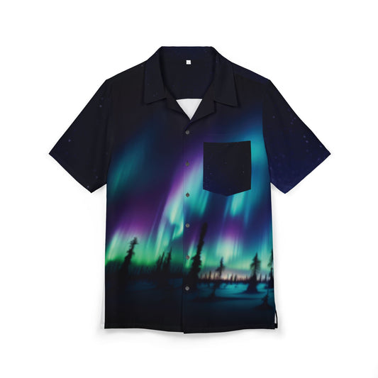 Aurora Borealis Hawaiian Shirt, Summer Beach Shirt, Vacation Wear, Resort Wear, Party Shirt, Men’s Fashion
