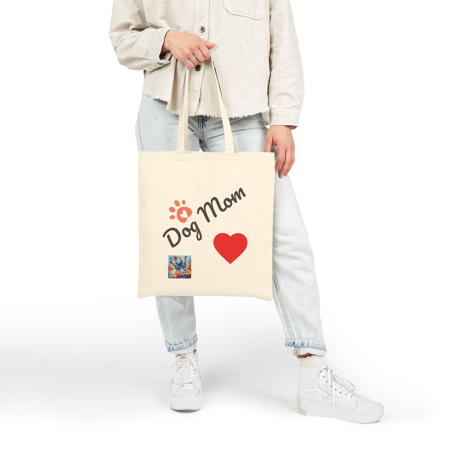 Dog Mom Cotton Canvas Tote Bag | Pet Lover Gift, Eco-Friendly Shopping Bag, Dog Owner Accessory, Cute Pet Tote, Dog Lovers Present