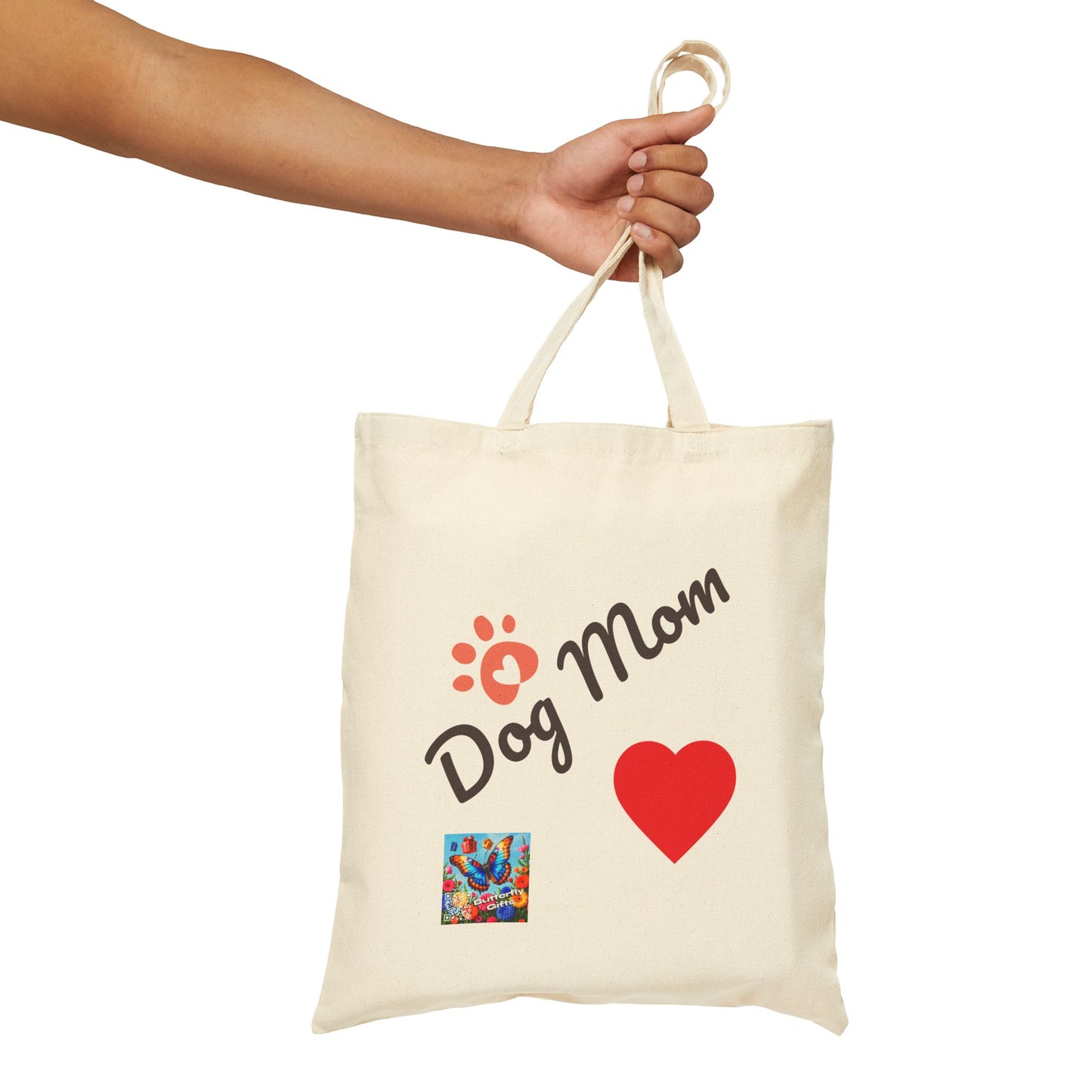 Dog Mom Cotton Canvas Tote Bag | Pet Lover Gift, Eco-Friendly Shopping Bag, Dog Owner Accessory, Cute Pet Tote, Dog Lovers Present