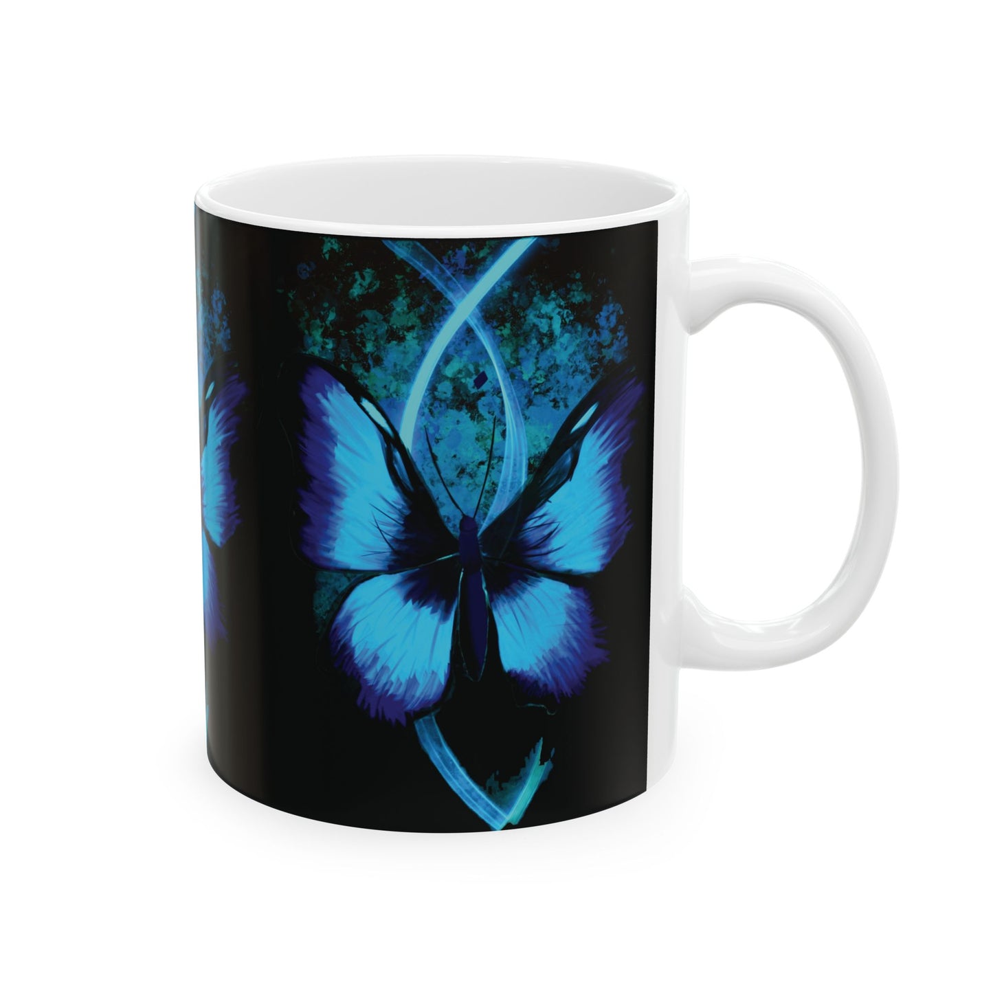 Butterfly Glow Ceramic Mug | Unique Coffee Cup, Gift for Nature Lovers, Home Decor, Birthday Present, Artistic Drinkware