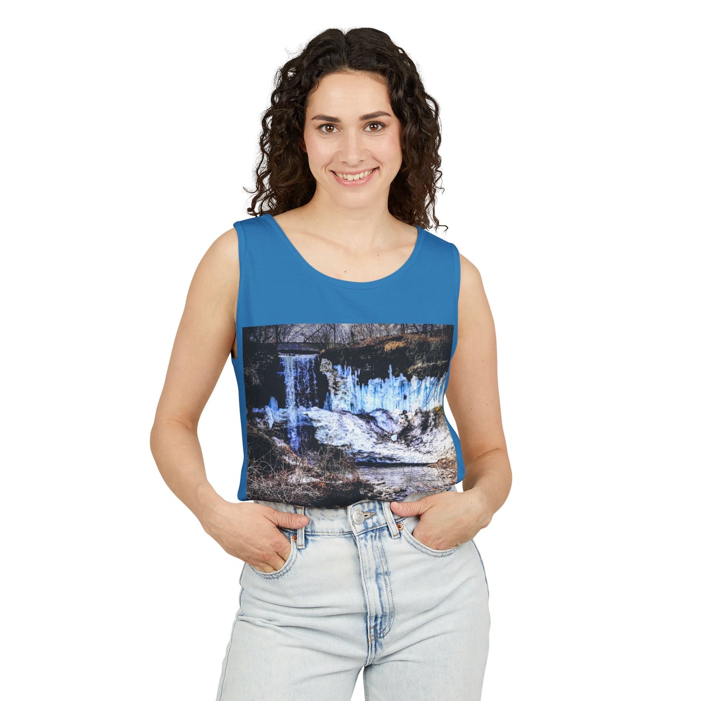 Minnehaha Falls Tank Top, Unisex Summer Tee, Nature Lover's Apparel, Minnesota Souvenir Shirt, Vacation Outfit, Travel Gift