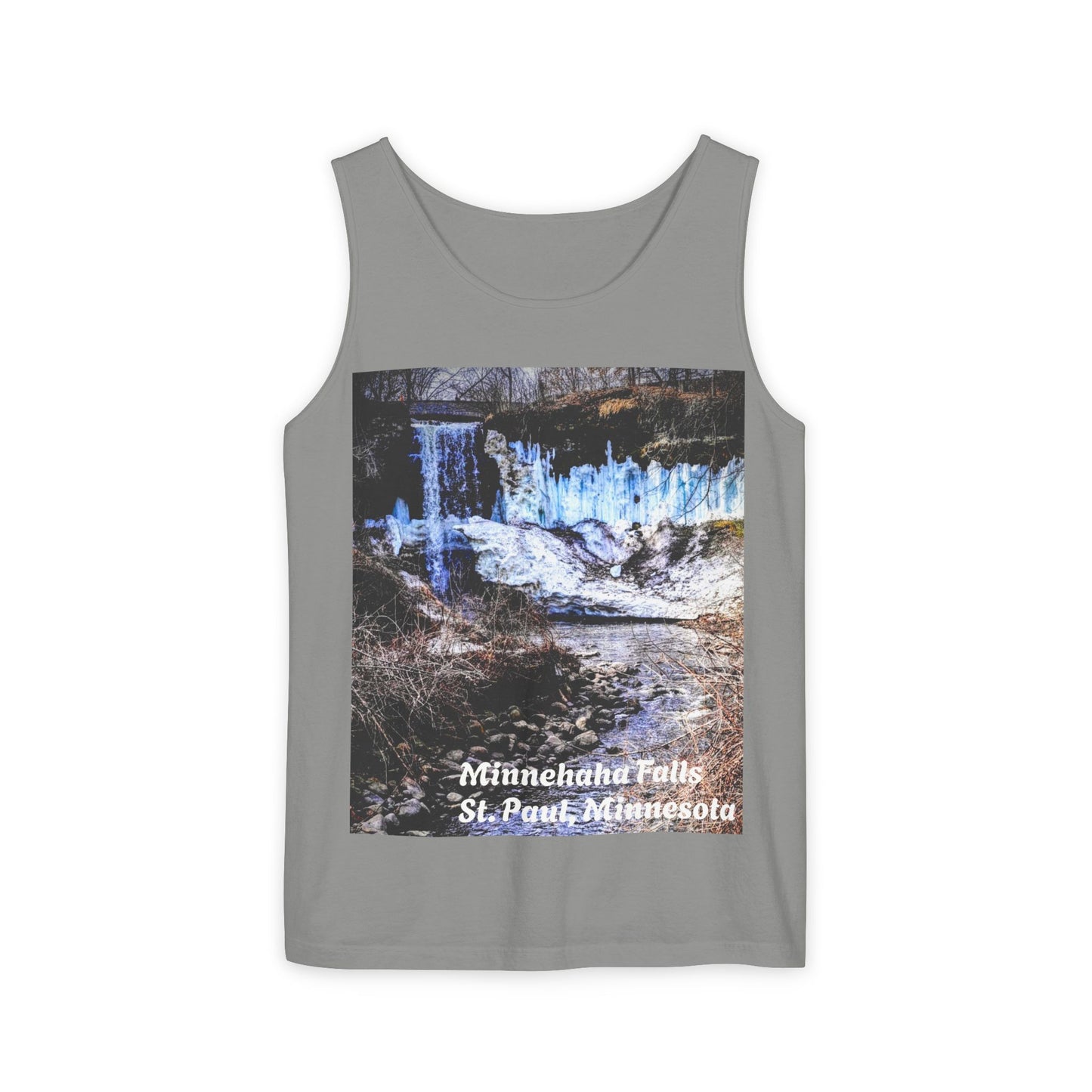 Minnehaha Falls Tank Top, Unisex Summer Tee, Nature Lover's Apparel, Minnesota Souvenir Shirt, Vacation Outfit, Travel Gift