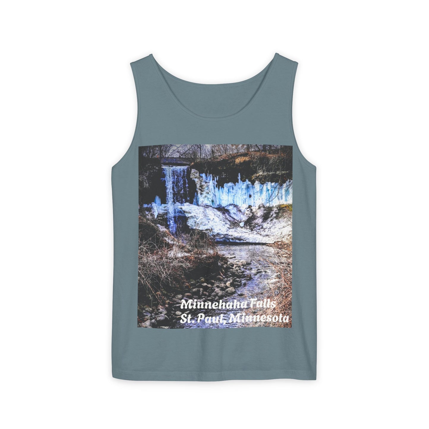 Minnehaha Falls Tank Top, Unisex Summer Tee, Nature Lover's Apparel, Minnesota Souvenir Shirt, Vacation Outfit, Travel Gift