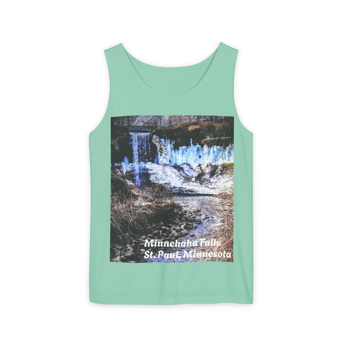 Minnehaha Falls Tank Top, Unisex Summer Tee, Nature Lover's Apparel, Minnesota Souvenir Shirt, Vacation Outfit, Travel Gift
