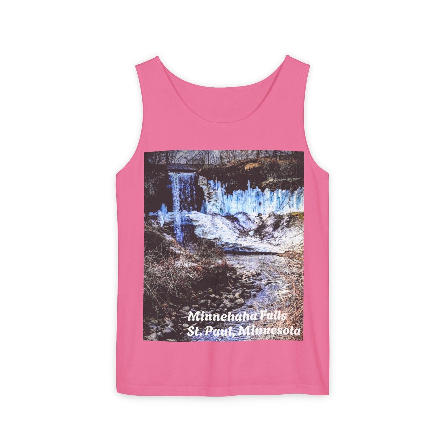 Minnehaha Falls Tank Top, Unisex Summer Tee, Nature Lover's Apparel, Minnesota Souvenir Shirt, Vacation Outfit, Travel Gift