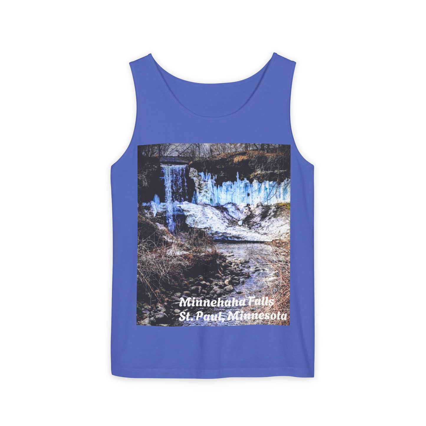 Minnehaha Falls Tank Top, Unisex Summer Tee, Nature Lover's Apparel, Minnesota Souvenir Shirt, Vacation Outfit, Travel Gift