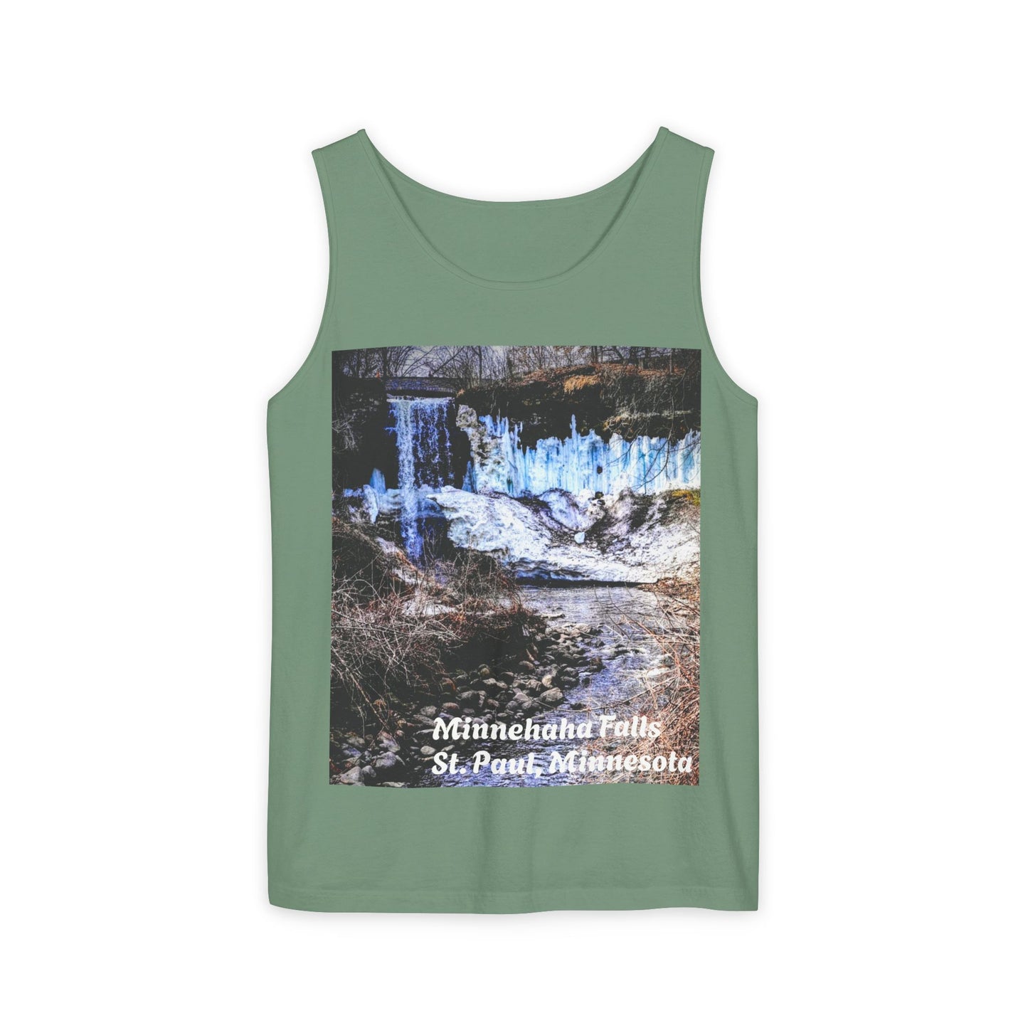Minnehaha Falls Tank Top, Unisex Summer Tee, Nature Lover's Apparel, Minnesota Souvenir Shirt, Vacation Outfit, Travel Gift