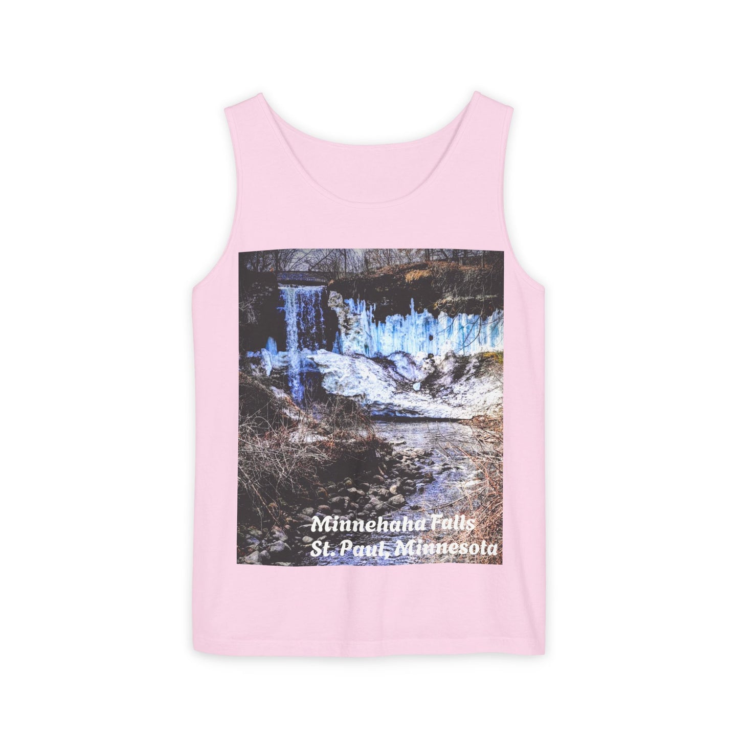 Minnehaha Falls Tank Top, Unisex Summer Tee, Nature Lover's Apparel, Minnesota Souvenir Shirt, Vacation Outfit, Travel Gift