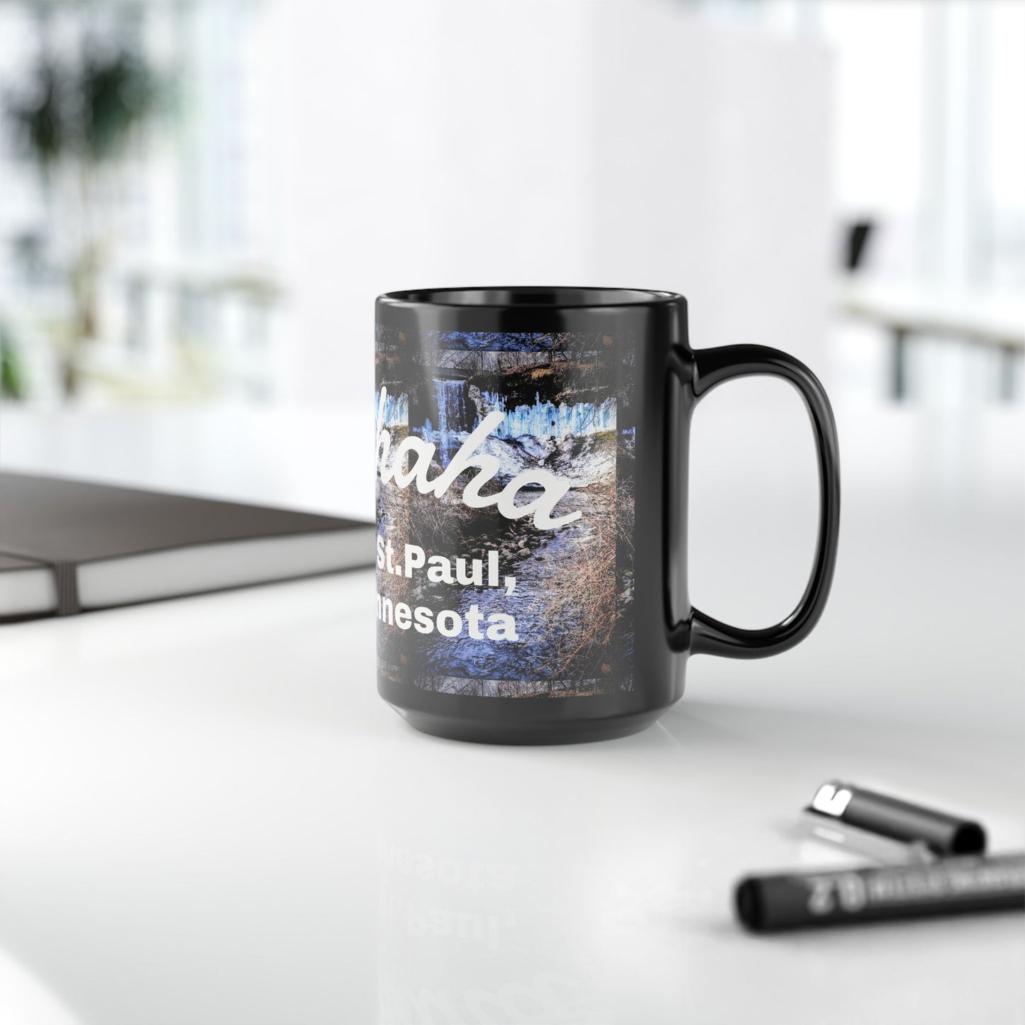 Minnesota Scenic Black Mug | Perfect Gift for Coffee Lovers, Travel Souvenirs, Home Decor, St. Paul Collectibles, Winter Vibes