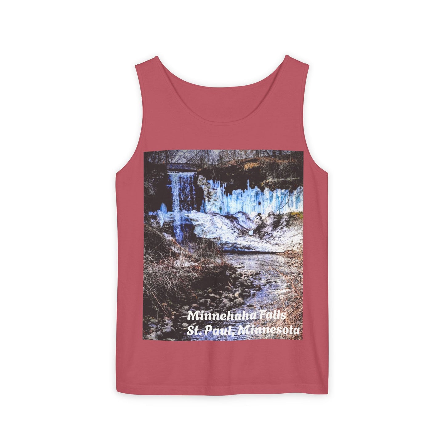 Minnehaha Falls Tank Top, Unisex Summer Tee, Nature Lover's Apparel, Minnesota Souvenir Shirt, Vacation Outfit, Travel Gift