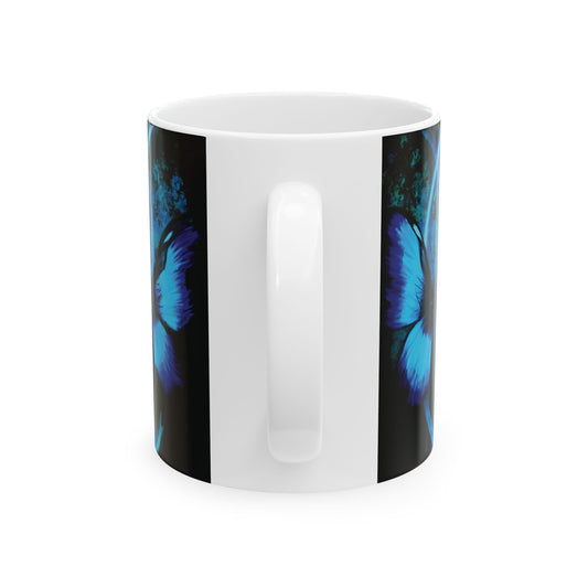 Butterfly Glow Ceramic Mug | Unique Coffee Cup, Gift for Nature Lovers, Home Decor, Birthday Present, Artistic Drinkware