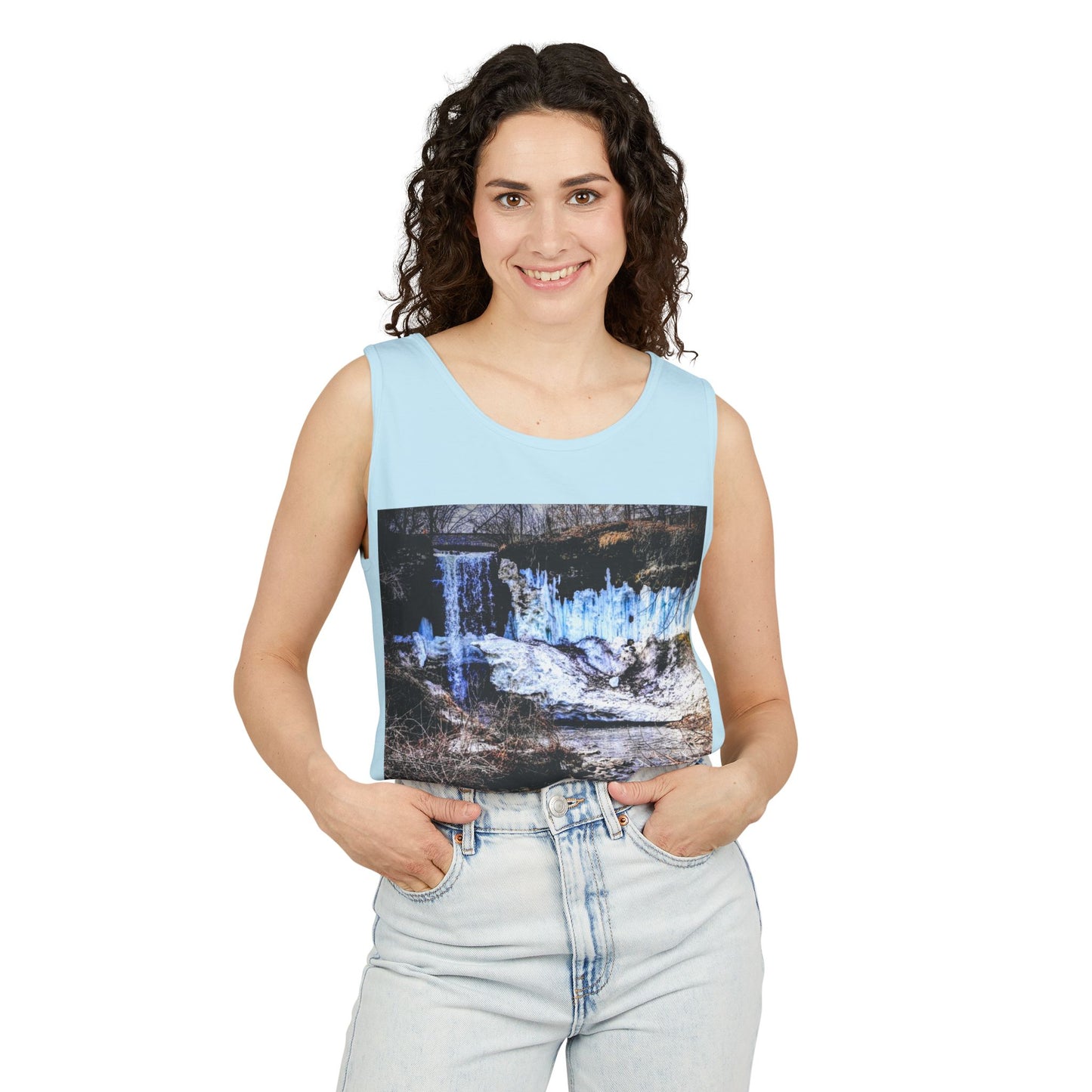 Minnehaha Falls Tank Top, Unisex Summer Tee, Nature Lover's Apparel, Minnesota Souvenir Shirt, Vacation Outfit, Travel Gift
