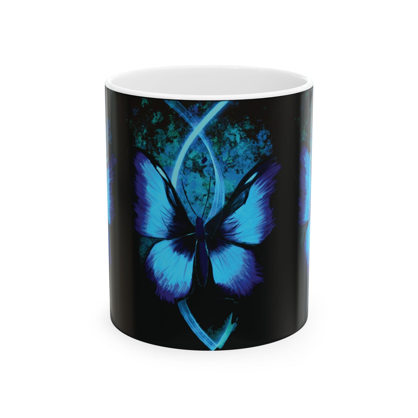 Butterfly Glow Ceramic Mug | Unique Coffee Cup, Gift for Nature Lovers, Home Decor, Birthday Present, Artistic Drinkware
