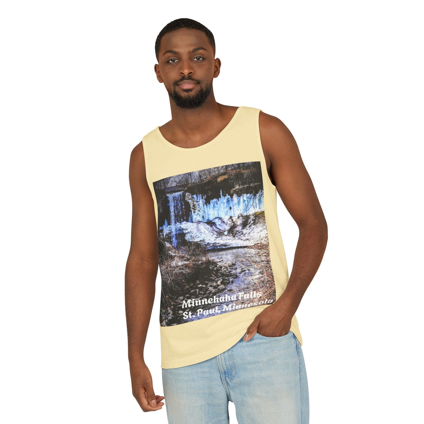 Minnehaha Falls Tank Top, Unisex Summer Tee, Nature Lover's Apparel, Minnesota Souvenir Shirt, Vacation Outfit, Travel Gift