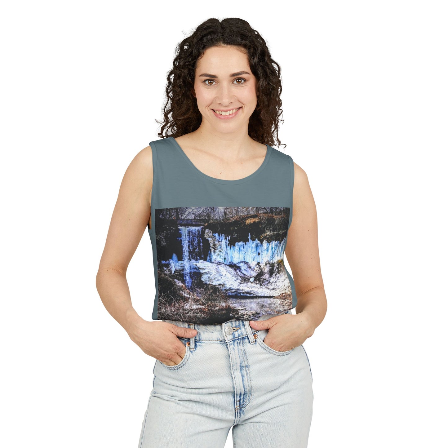 Minnehaha Falls Tank Top, Unisex Summer Tee, Nature Lover's Apparel, Minnesota Souvenir Shirt, Vacation Outfit, Travel Gift