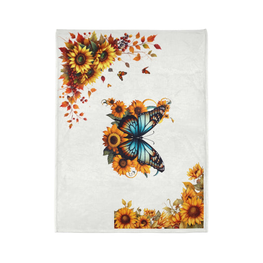 Butterfly and Sunflower Blanket - Cozy Home Decor, Gift for Nature Lovers, Living Room Soft Throw, Birthday Present, Autumn Aesthetic