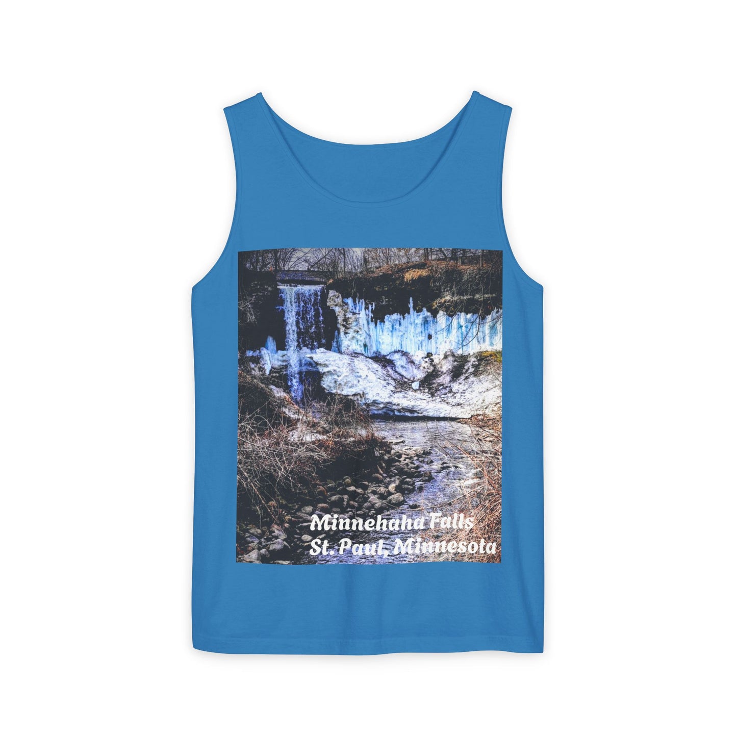 Minnehaha Falls Tank Top, Unisex Summer Tee, Nature Lover's Apparel, Minnesota Souvenir Shirt, Vacation Outfit, Travel Gift