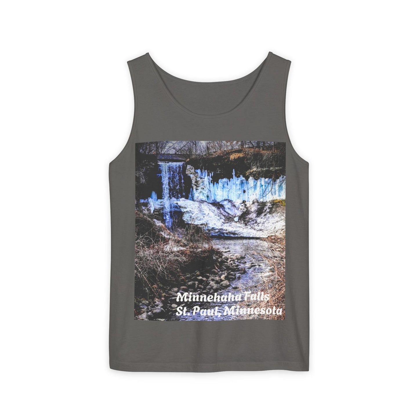 Minnehaha Falls Tank Top, Unisex Summer Tee, Nature Lover's Apparel, Minnesota Souvenir Shirt, Vacation Outfit, Travel Gift