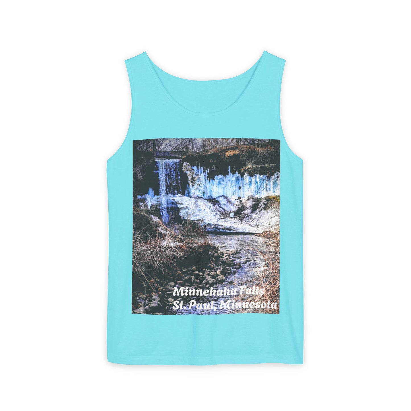 Minnehaha Falls Tank Top, Unisex Summer Tee, Nature Lover's Apparel, Minnesota Souvenir Shirt, Vacation Outfit, Travel Gift