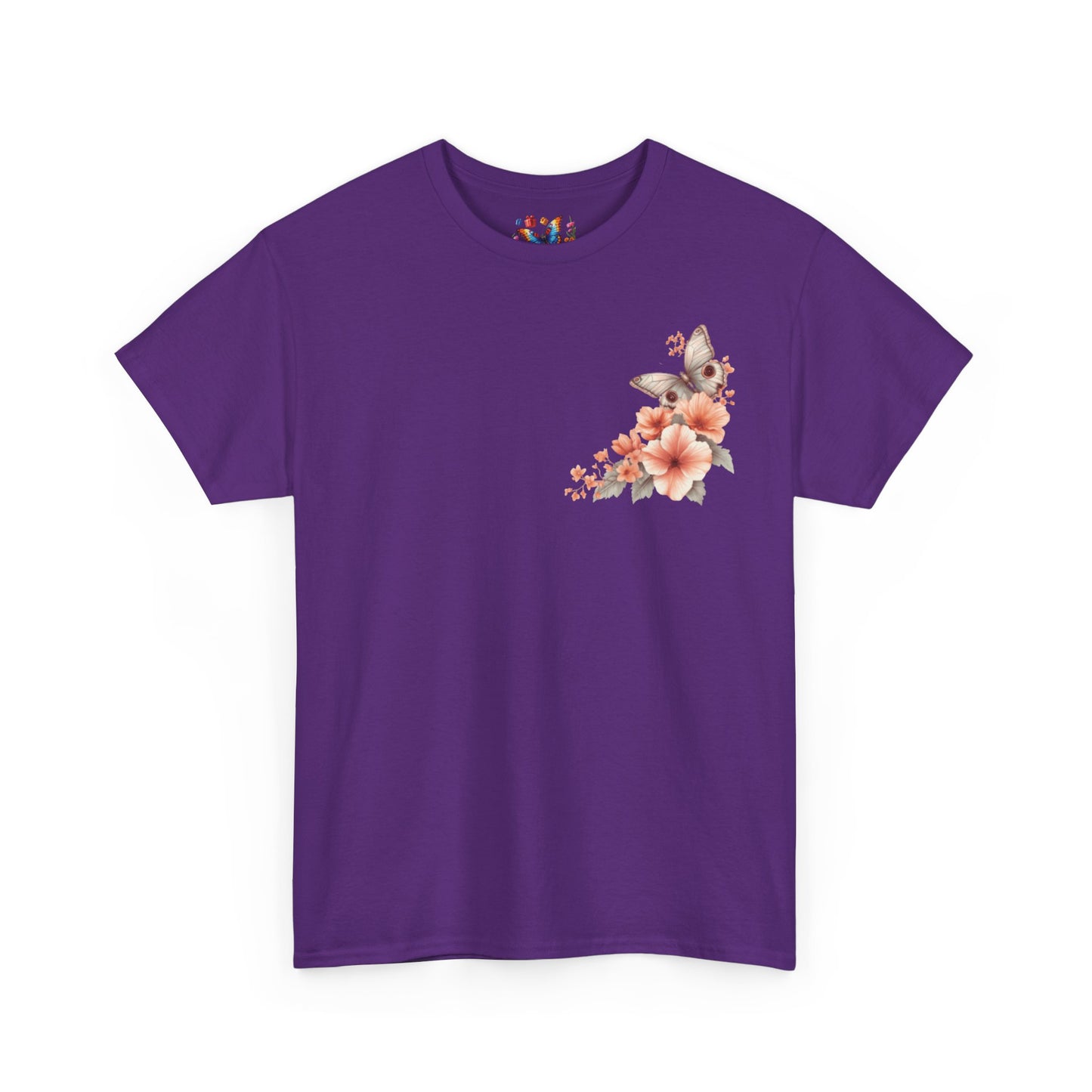 Inspirational Floral Tee - Unisex Heavy Cotton T-Shirt, Motivational Gift, Nature Lover's Apparel, Butterfly Design, Positive Quote