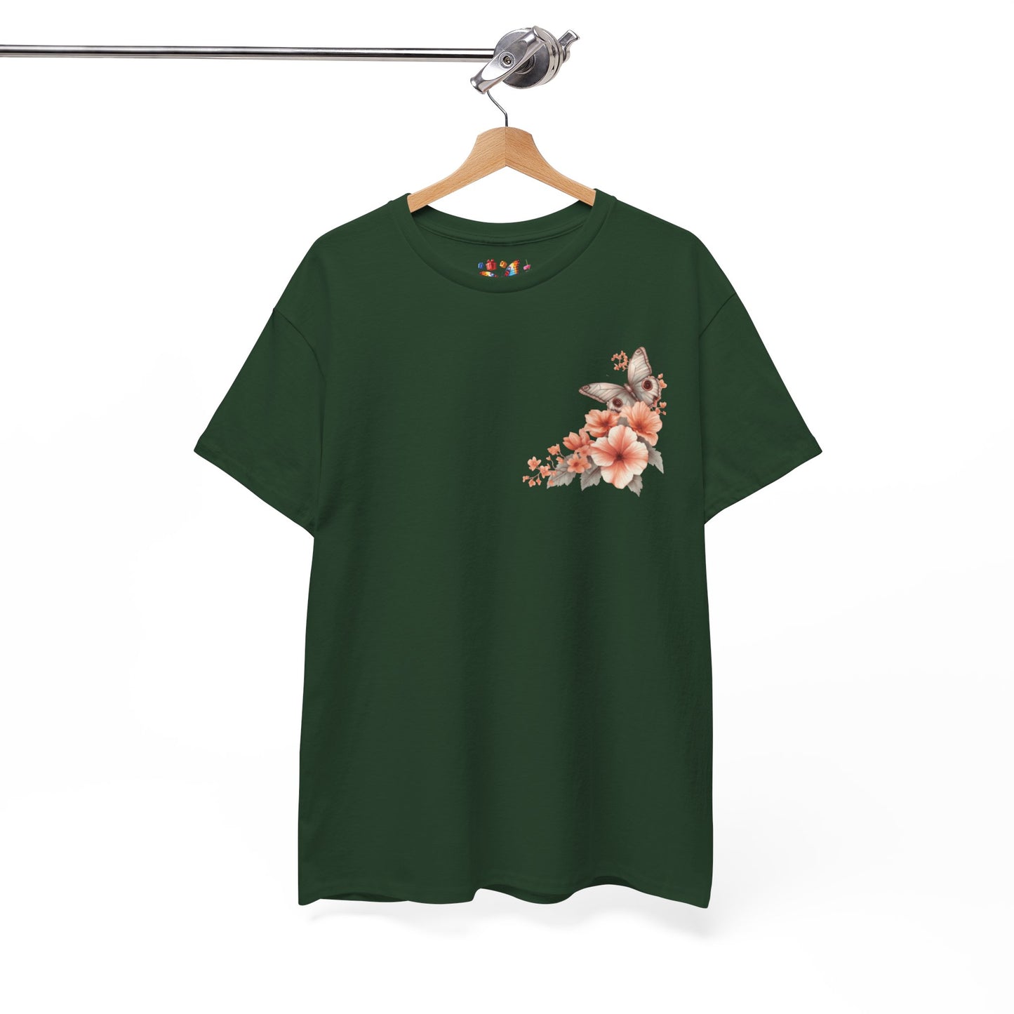 Inspirational Floral Tee - Unisex Heavy Cotton T-Shirt, Motivational Gift, Nature Lover's Apparel, Butterfly Design, Positive Quote