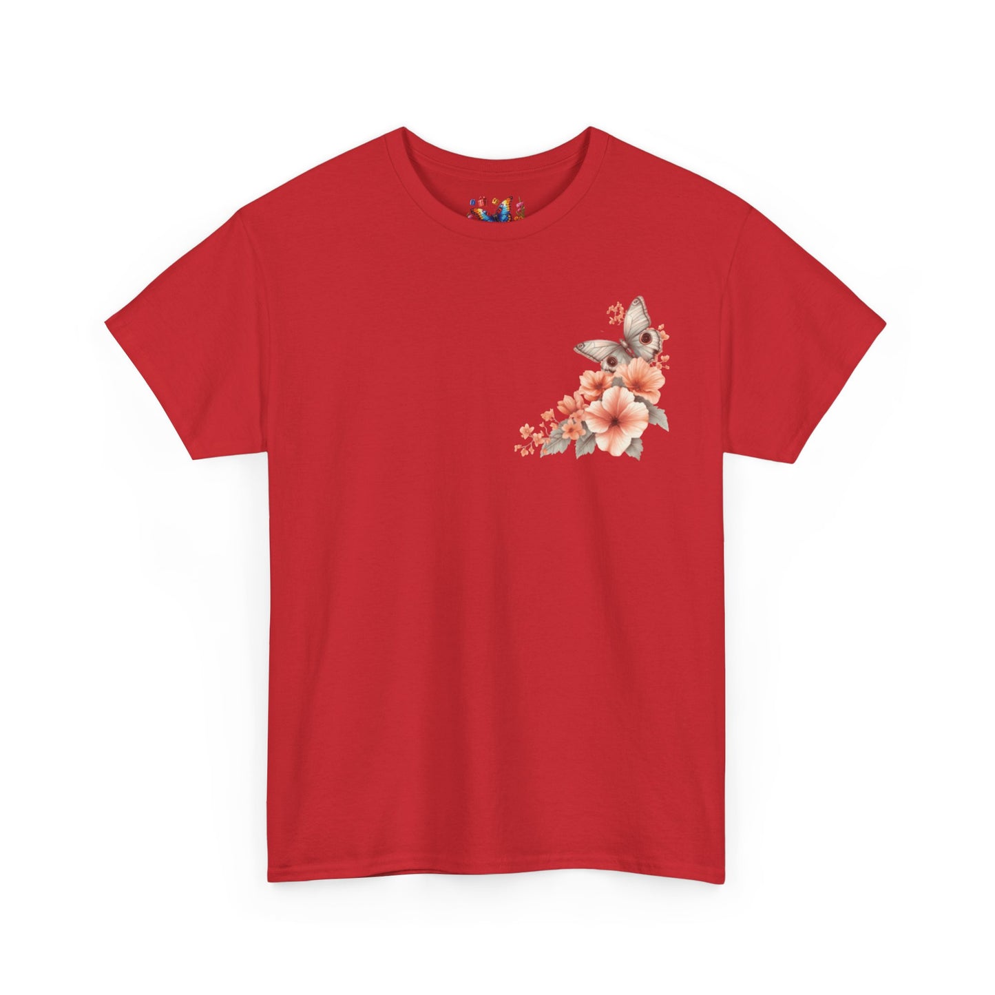 Inspirational Floral Tee - Unisex Heavy Cotton T-Shirt, Motivational Gift, Nature Lover's Apparel, Butterfly Design, Positive Quote