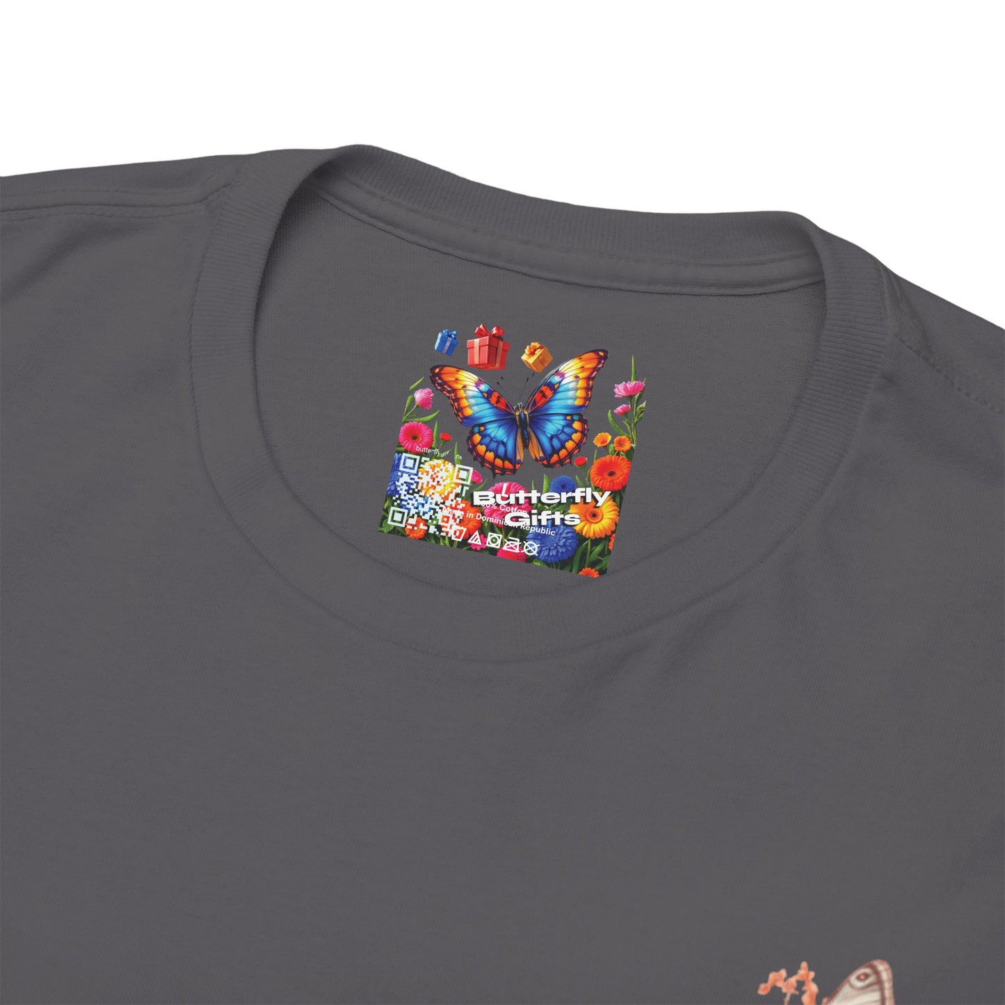 Inspirational Floral Tee - Unisex Heavy Cotton T-Shirt, Motivational Gift, Nature Lover's Apparel, Butterfly Design, Positive Quote
