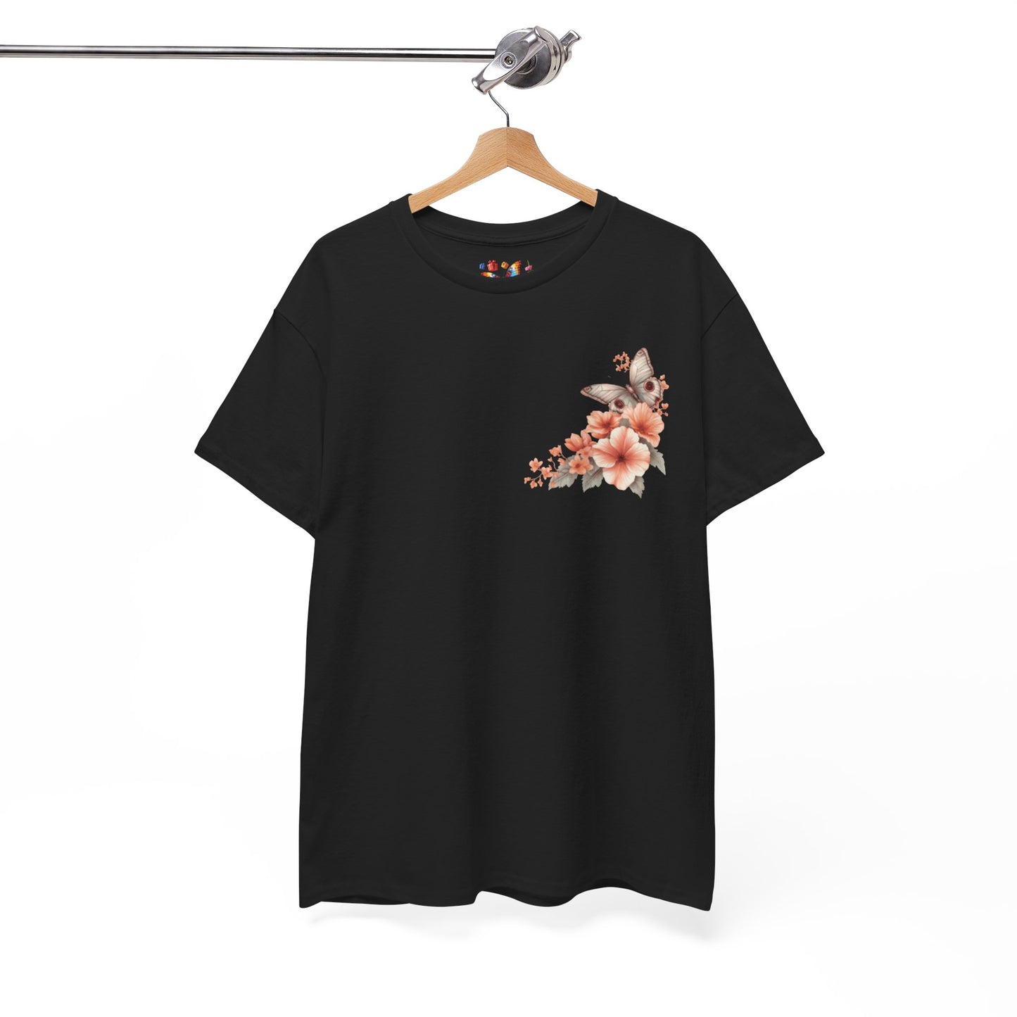 Inspirational Floral Tee - Unisex Heavy Cotton T-Shirt, Motivational Gift, Nature Lover's Apparel, Butterfly Design, Positive Quote
