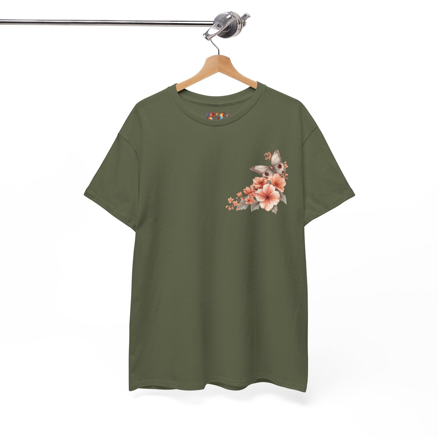 Inspirational Floral Tee - Unisex Heavy Cotton T-Shirt, Motivational Gift, Nature Lover's Apparel, Butterfly Design, Positive Quote