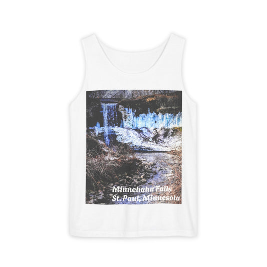 Minnehaha Falls Tank Top, Unisex Summer Tee, Nature Lover's Apparel, Minnesota Souvenir Shirt, Vacation Outfit, Travel Gift