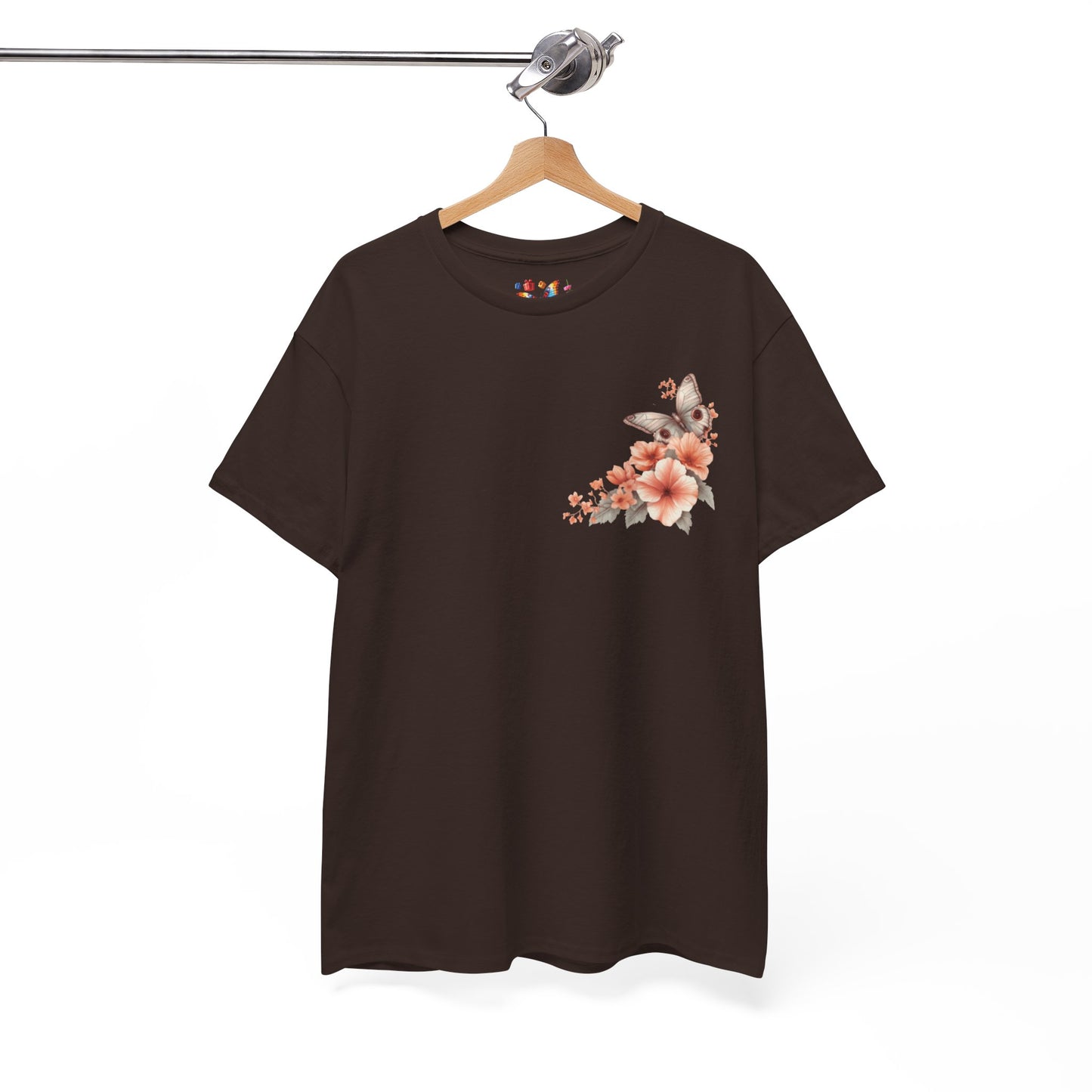 Inspirational Floral Tee - Unisex Heavy Cotton T-Shirt, Motivational Gift, Nature Lover's Apparel, Butterfly Design, Positive Quote