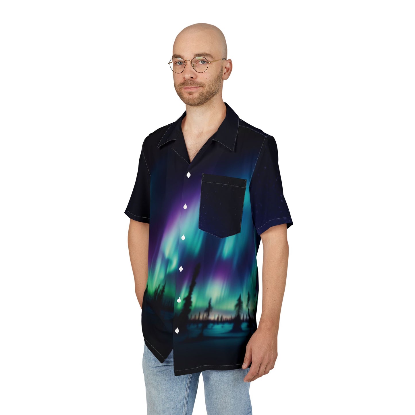 Aurora Borealis Hawaiian Shirt, Summer Beach Shirt, Vacation Wear, Resort Wear, Party Shirt, Men’s Fashion