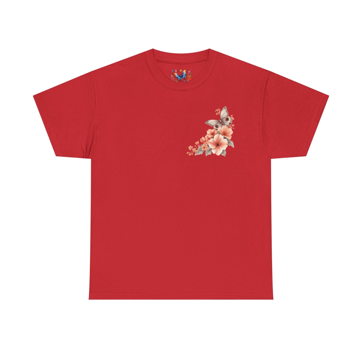 Inspirational Floral Tee - Unisex Heavy Cotton T-Shirt, Motivational Gift, Nature Lover's Apparel, Butterfly Design, Positive Quote