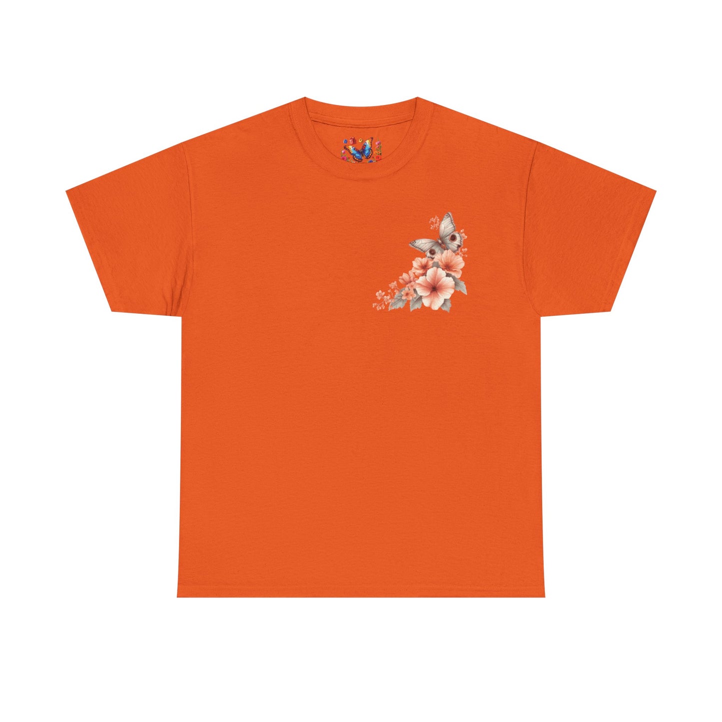 Inspirational Floral Tee - Unisex Heavy Cotton T-Shirt, Motivational Gift, Nature Lover's Apparel, Butterfly Design, Positive Quote
