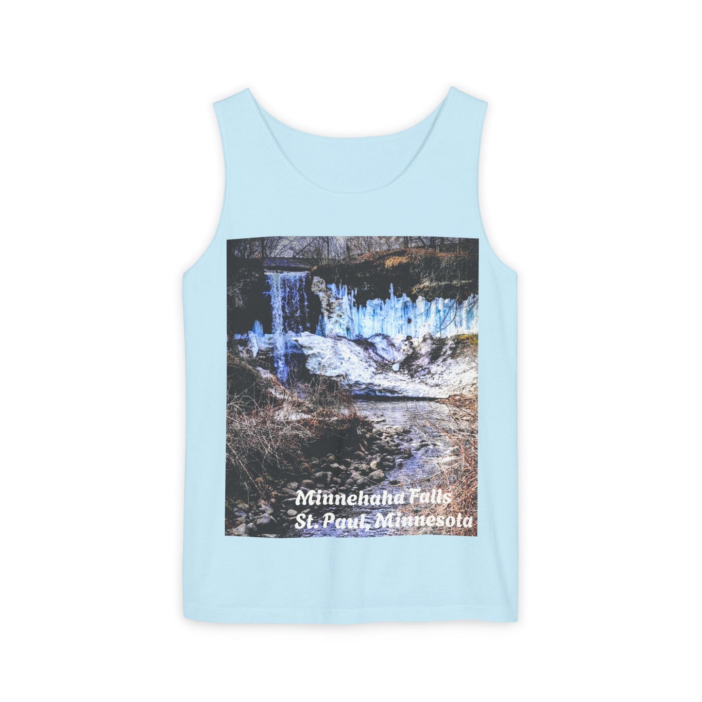 Minnehaha Falls Tank Top, Unisex Summer Tee, Nature Lover's Apparel, Minnesota Souvenir Shirt, Vacation Outfit, Travel Gift