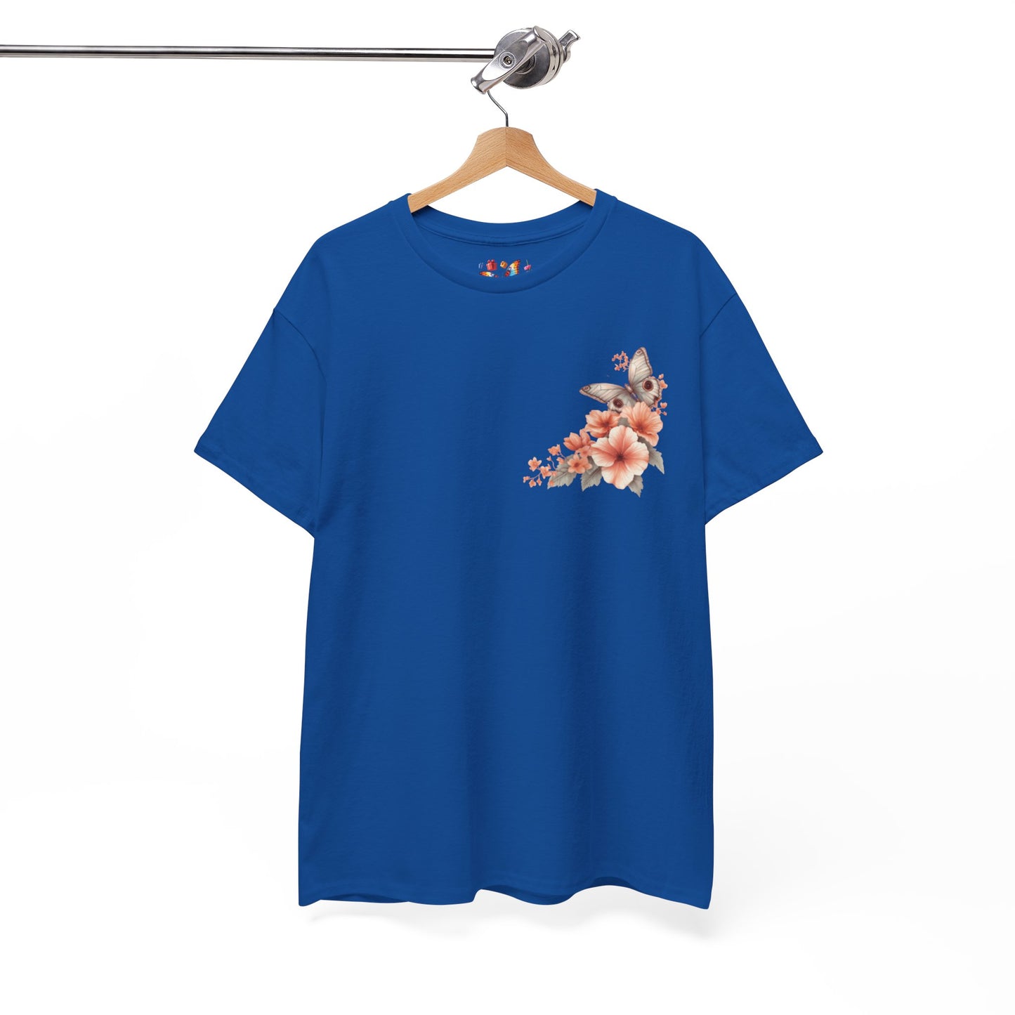 Inspirational Floral Tee - Unisex Heavy Cotton T-Shirt, Motivational Gift, Nature Lover's Apparel, Butterfly Design, Positive Quote