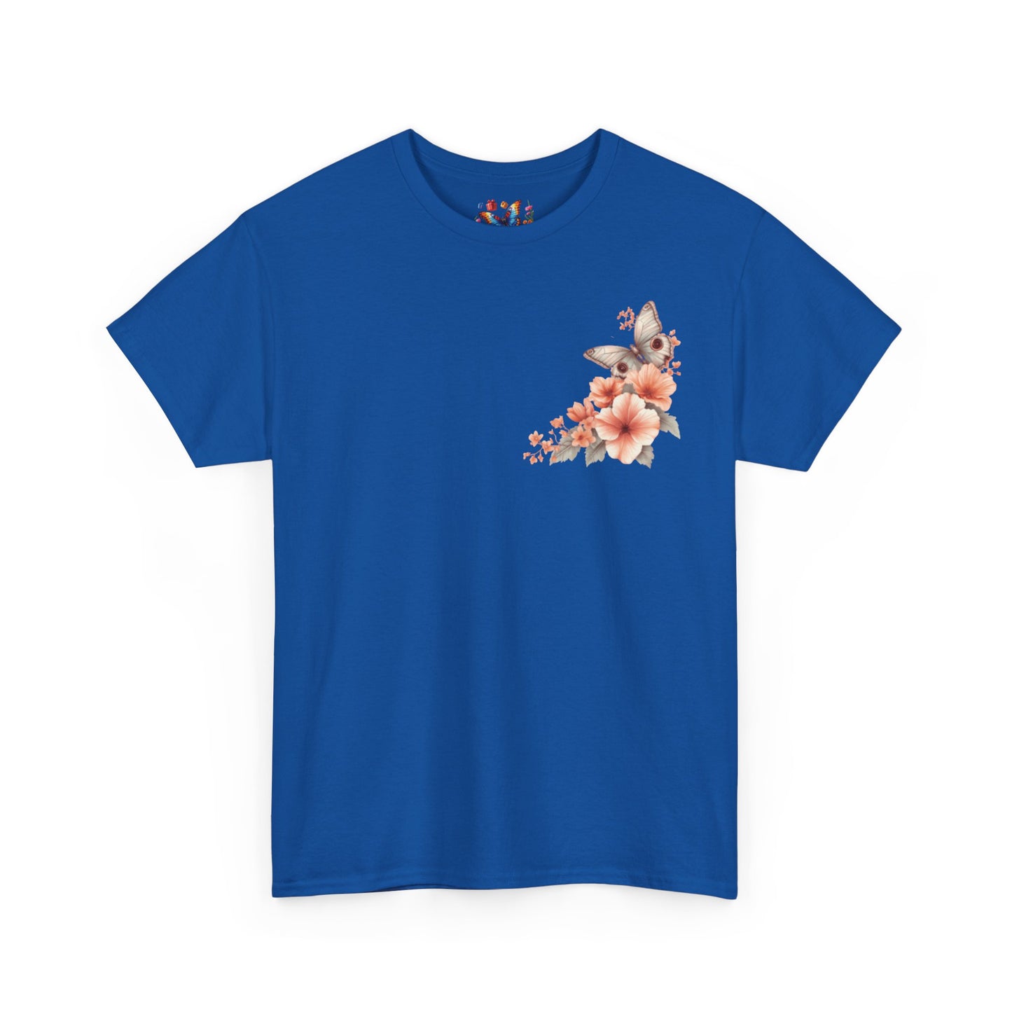 Inspirational Floral Tee - Unisex Heavy Cotton T-Shirt, Motivational Gift, Nature Lover's Apparel, Butterfly Design, Positive Quote