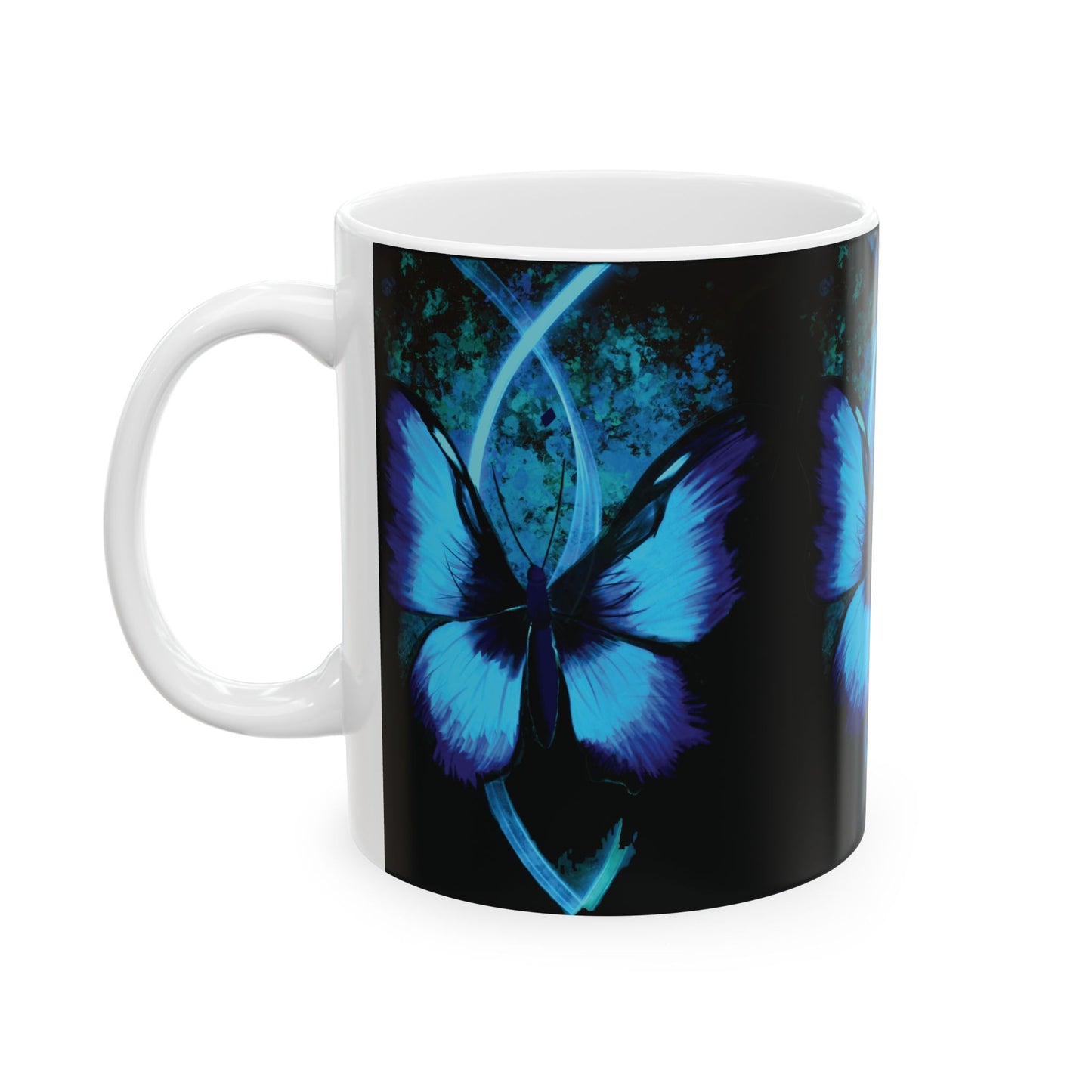 Butterfly Glow Ceramic Mug | Unique Coffee Cup, Gift for Nature Lovers, Home Decor, Birthday Present, Artistic Drinkware