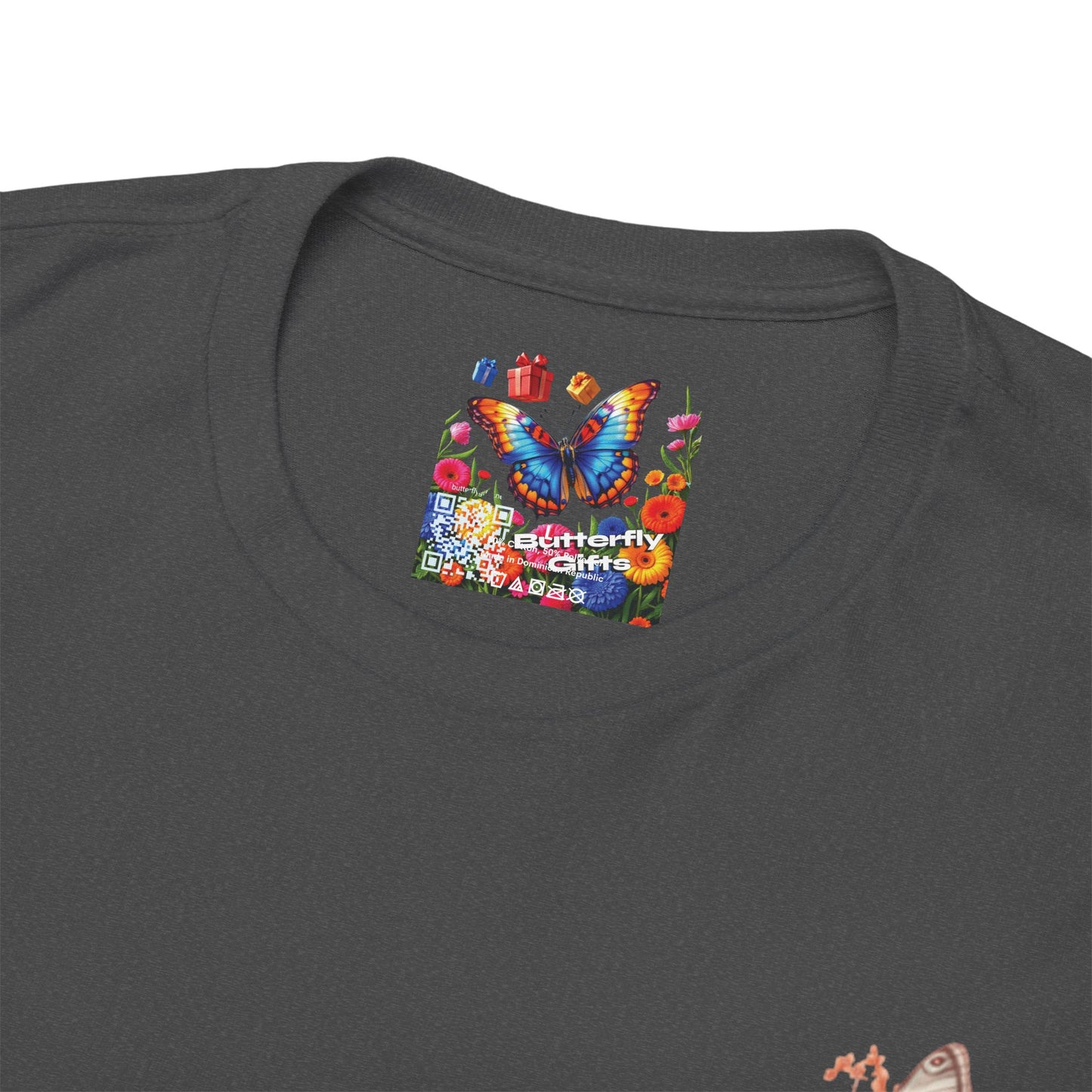 Inspirational Floral Tee - Unisex Heavy Cotton T-Shirt, Motivational Gift, Nature Lover's Apparel, Butterfly Design, Positive Quote