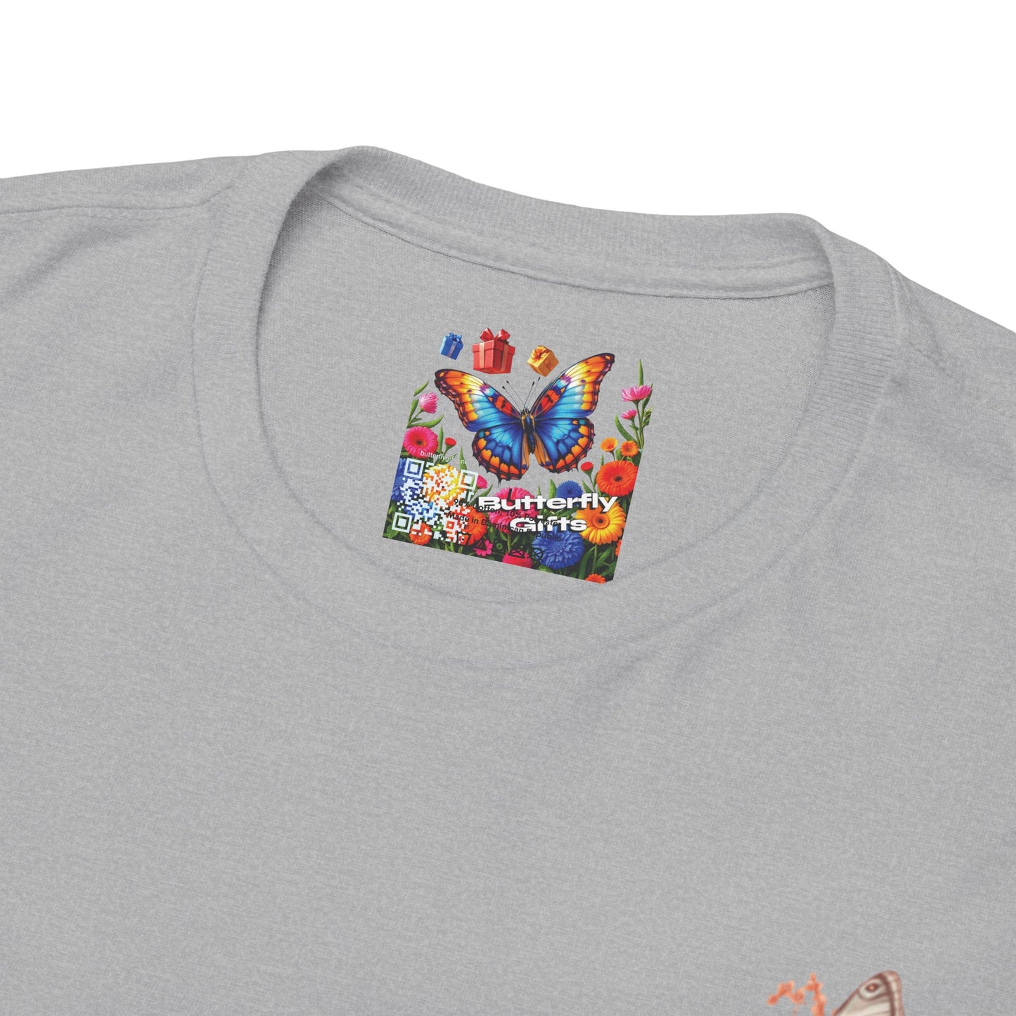 Inspirational Floral Tee - Unisex Heavy Cotton T-Shirt, Motivational Gift, Nature Lover's Apparel, Butterfly Design, Positive Quote