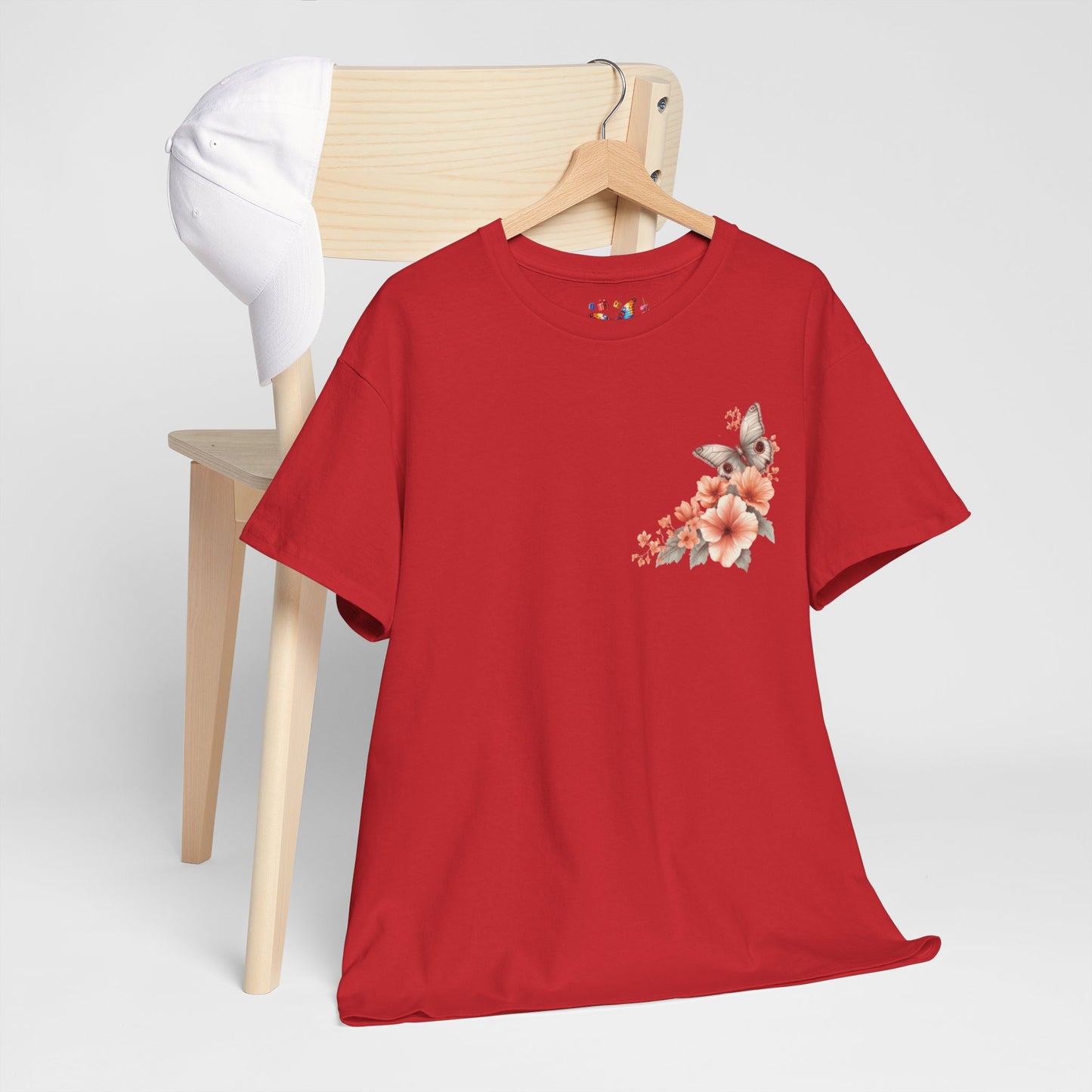Inspirational Floral Tee - Unisex Heavy Cotton T-Shirt, Motivational Gift, Nature Lover's Apparel, Butterfly Design, Positive Quote