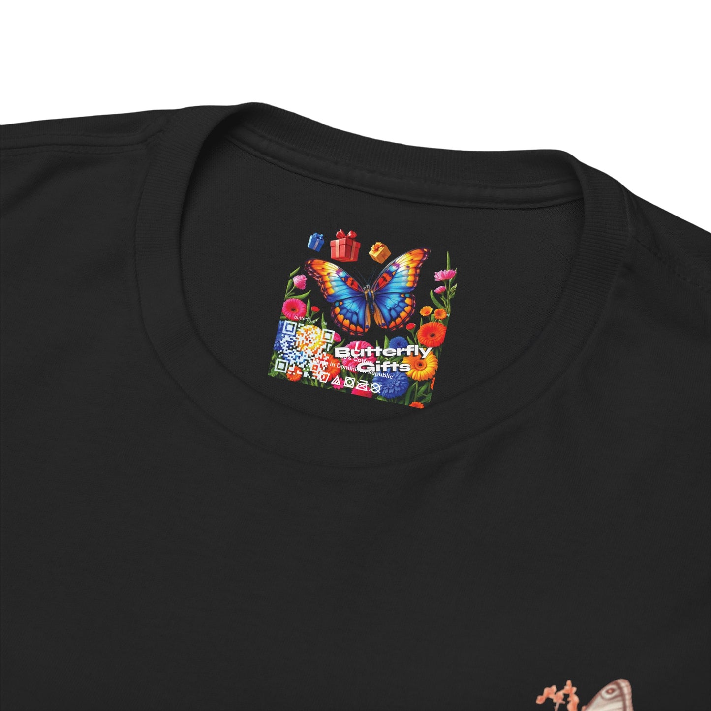 Inspirational Floral Tee - Unisex Heavy Cotton T-Shirt, Motivational Gift, Nature Lover's Apparel, Butterfly Design, Positive Quote