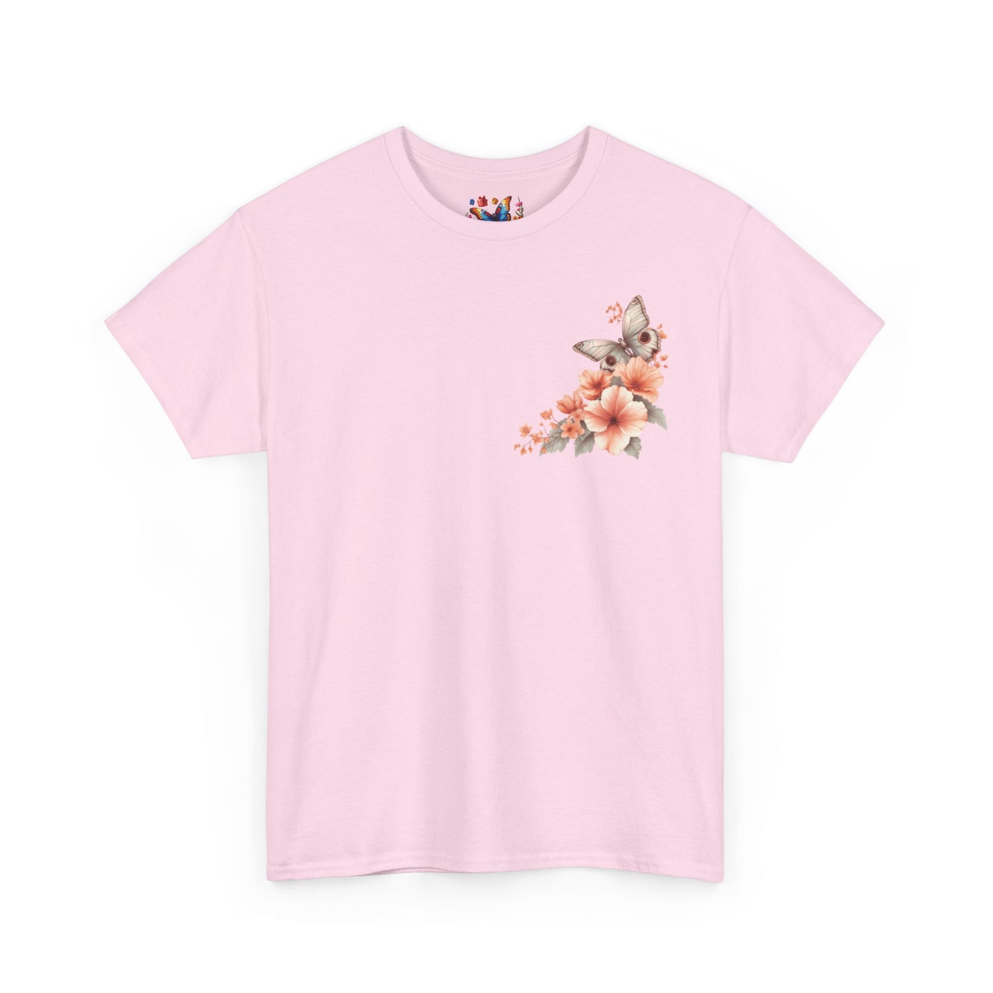 Inspirational Floral Tee - Unisex Heavy Cotton T-Shirt, Motivational Gift, Nature Lover's Apparel, Butterfly Design, Positive Quote