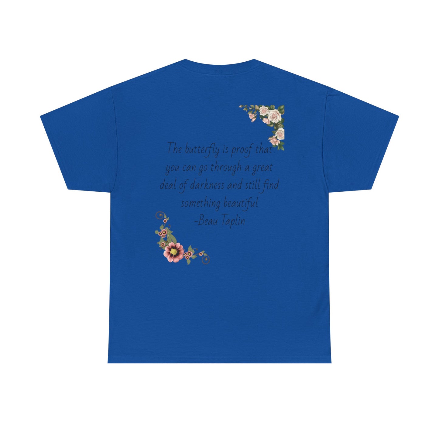 Inspirational Floral Tee - Unisex Heavy Cotton T-Shirt, Motivational Gift, Nature Lover's Apparel, Butterfly Design, Positive Quote