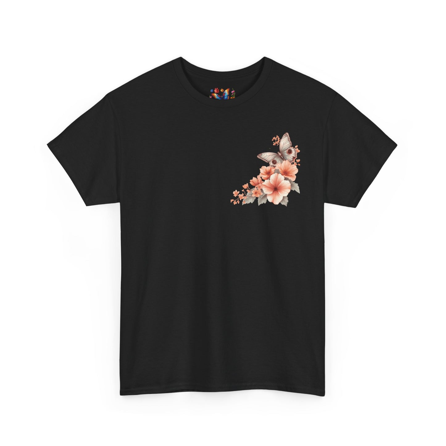 Inspirational Floral Tee - Unisex Heavy Cotton T-Shirt, Motivational Gift, Nature Lover's Apparel, Butterfly Design, Positive Quote