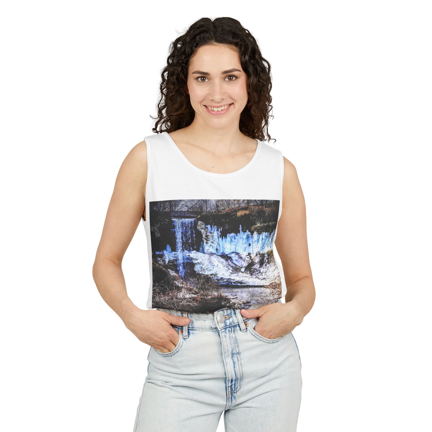 Minnehaha Falls Tank Top, Unisex Summer Tee, Nature Lover's Apparel, Minnesota Souvenir Shirt, Vacation Outfit, Travel Gift