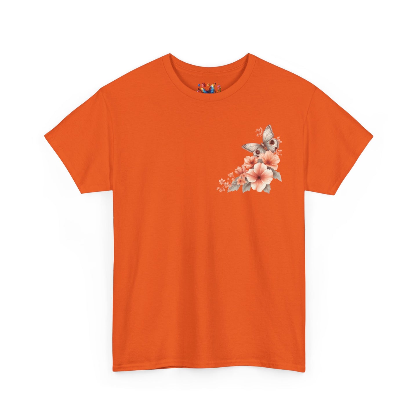 Inspirational Floral Tee - Unisex Heavy Cotton T-Shirt, Motivational Gift, Nature Lover's Apparel, Butterfly Design, Positive Quote