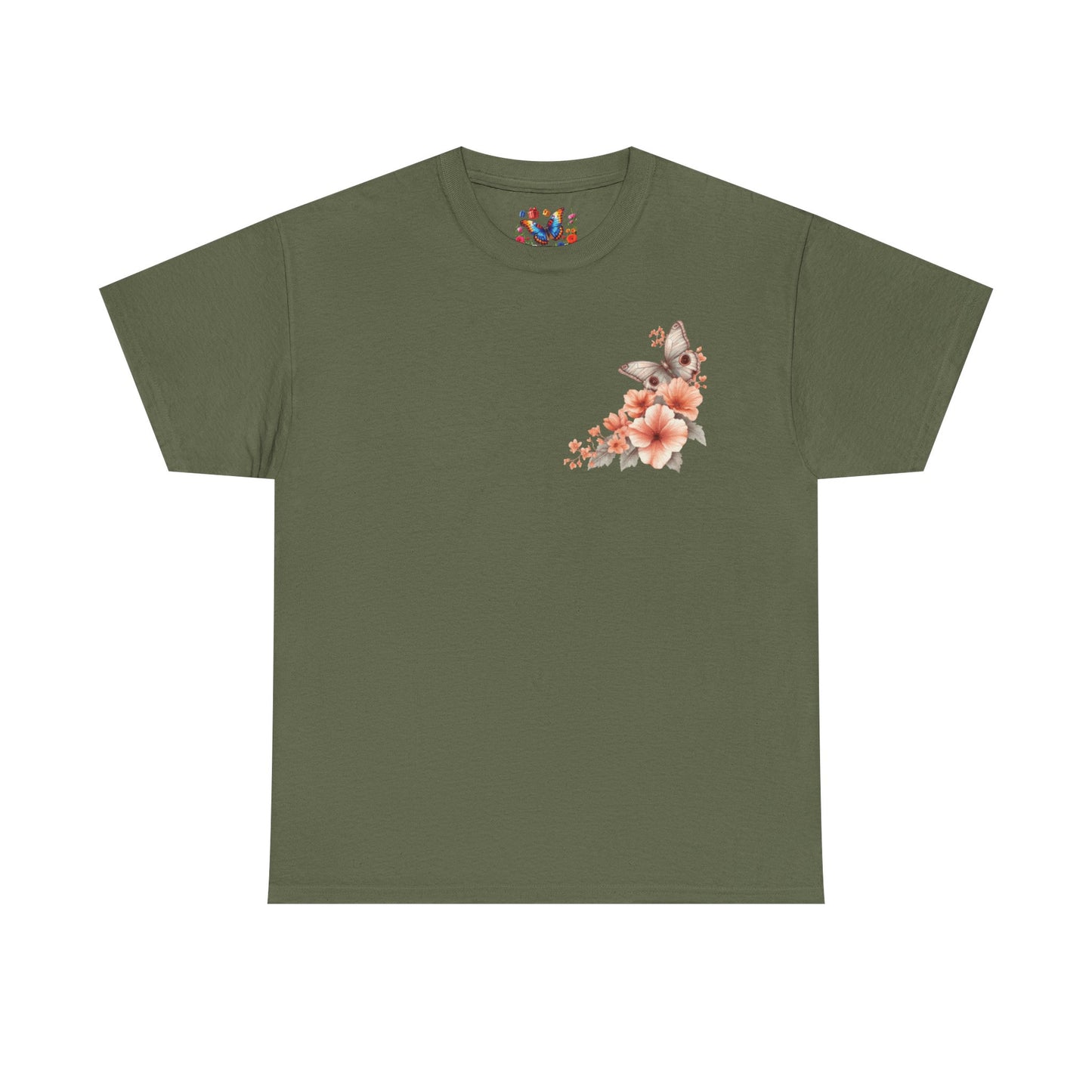 Inspirational Floral Tee - Unisex Heavy Cotton T-Shirt, Motivational Gift, Nature Lover's Apparel, Butterfly Design, Positive Quote