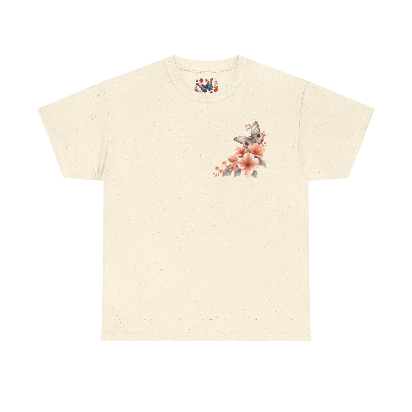 Inspirational Floral Tee - Unisex Heavy Cotton T-Shirt, Motivational Gift, Nature Lover's Apparel, Butterfly Design, Positive Quote